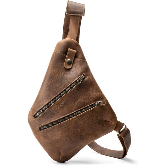 Everyday Crossbody Bag Handmade Full Grain Leather Bourbon Brown Stylish & Durab